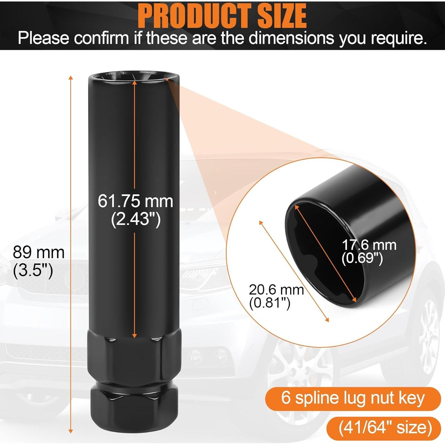 Juego de 2 Piezas para Tuercas de Rueda Builimeer 6 y 7 Esplines