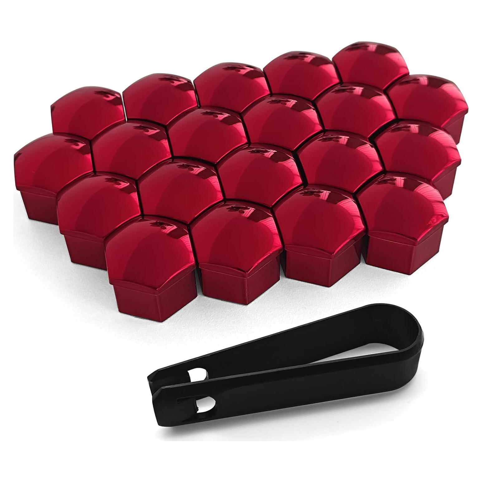 20 Cubiertas de Tuercas de Llantas Rebvugr 21mm Rojo