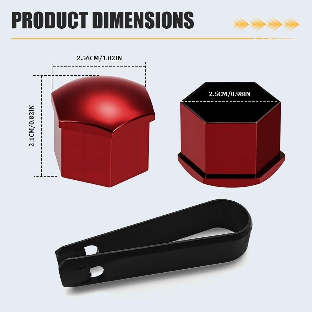 20 Cubiertas de Tuercas de Llantas Rebvugr 21mm Rojo