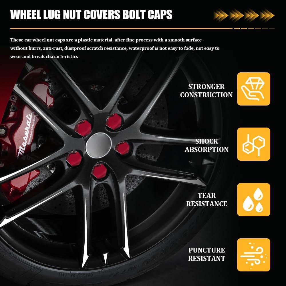 20 Cubiertas de Tuercas de Llantas Rebvugr 21mm Rojo