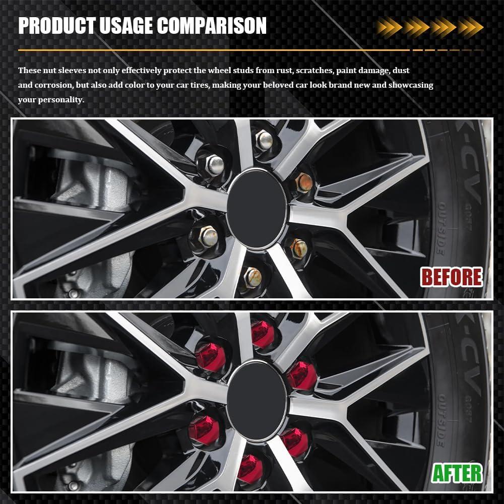 20 Cubiertas de Tuercas de Llantas Rebvugr 21mm Rojo