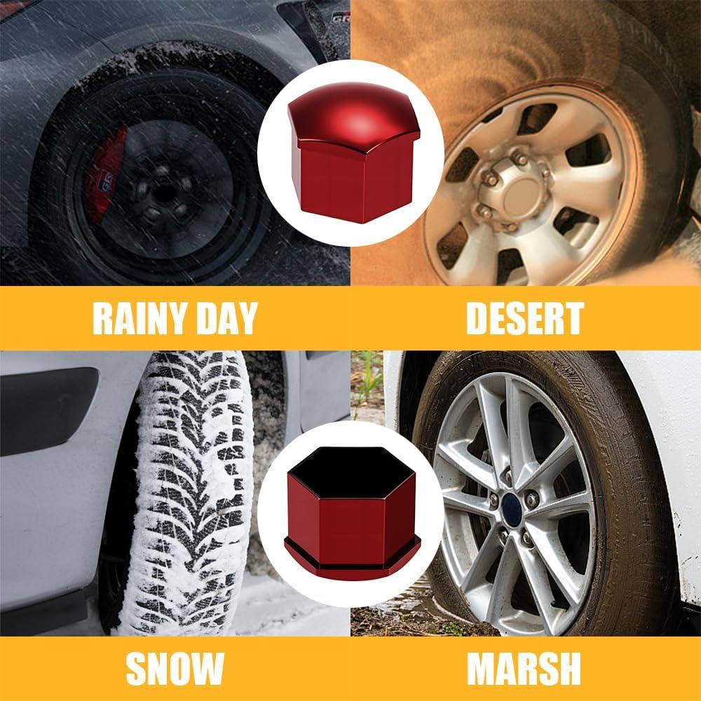 20 Cubiertas de Tuercas de Llantas Rebvugr 21mm Rojo