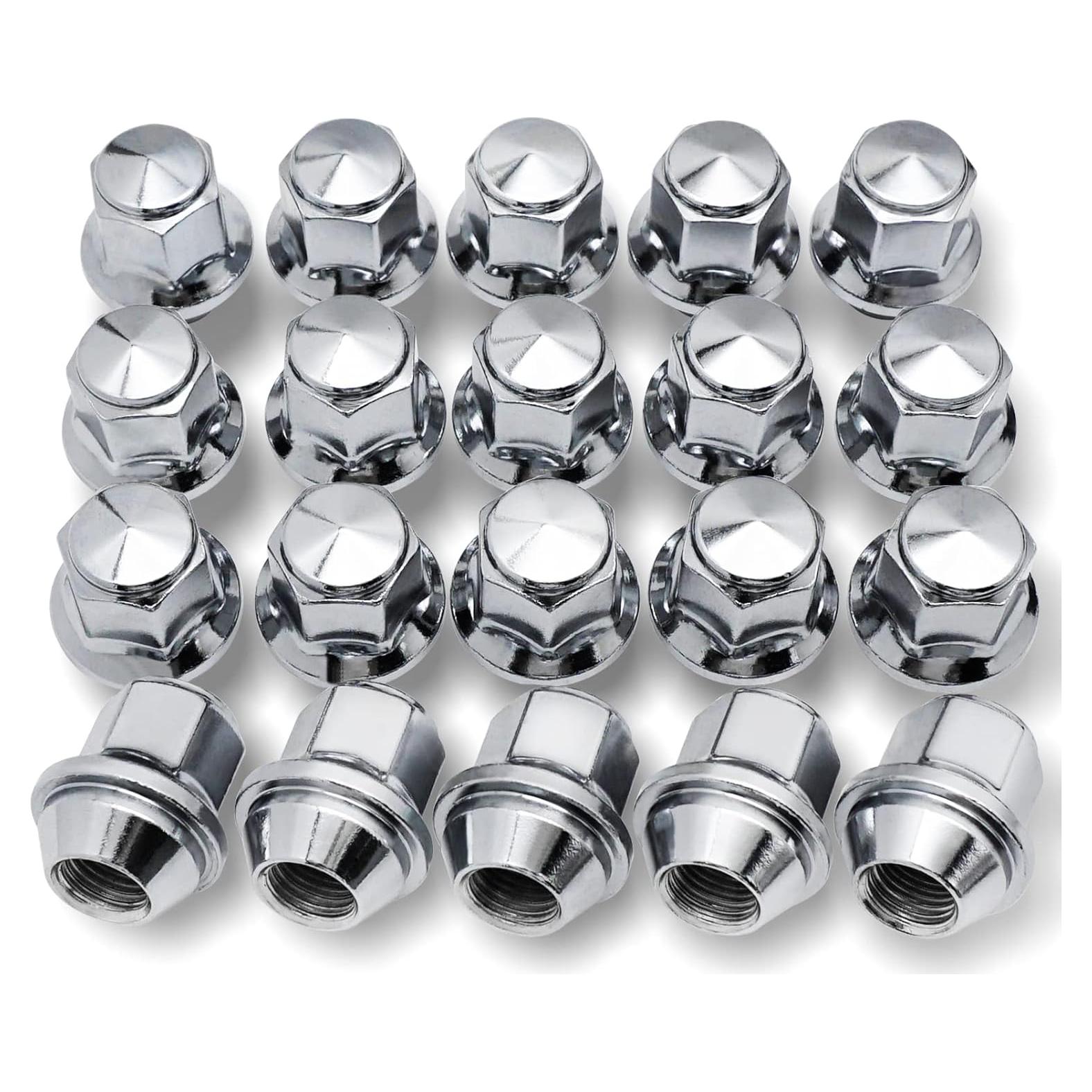 20 Tuercas de Rueda Cromadas M14x1.5 para Ford y Lincoln