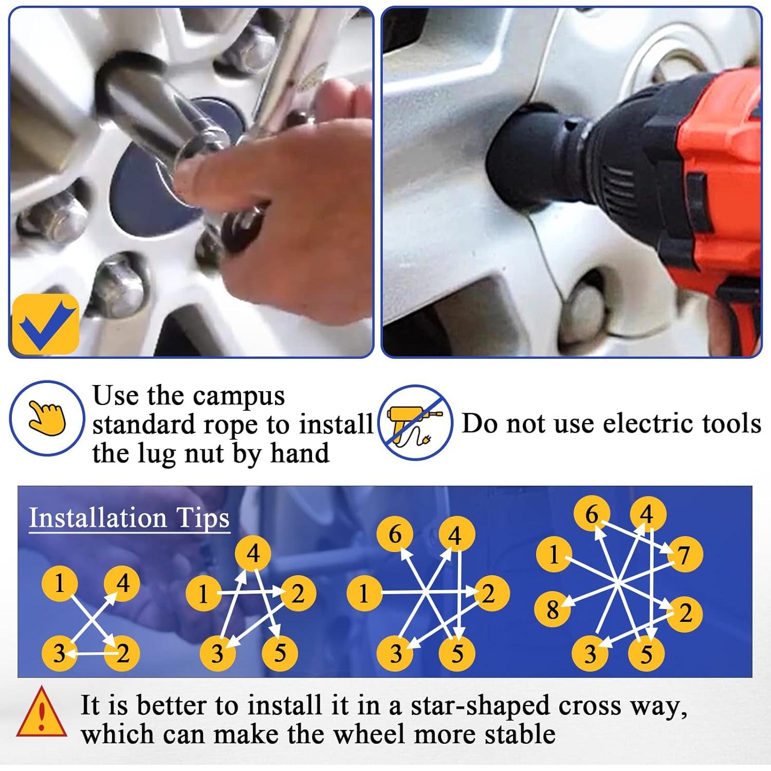 20 Tuercas de Rueda Cromadas M14x1.5 para Ford y Lincoln