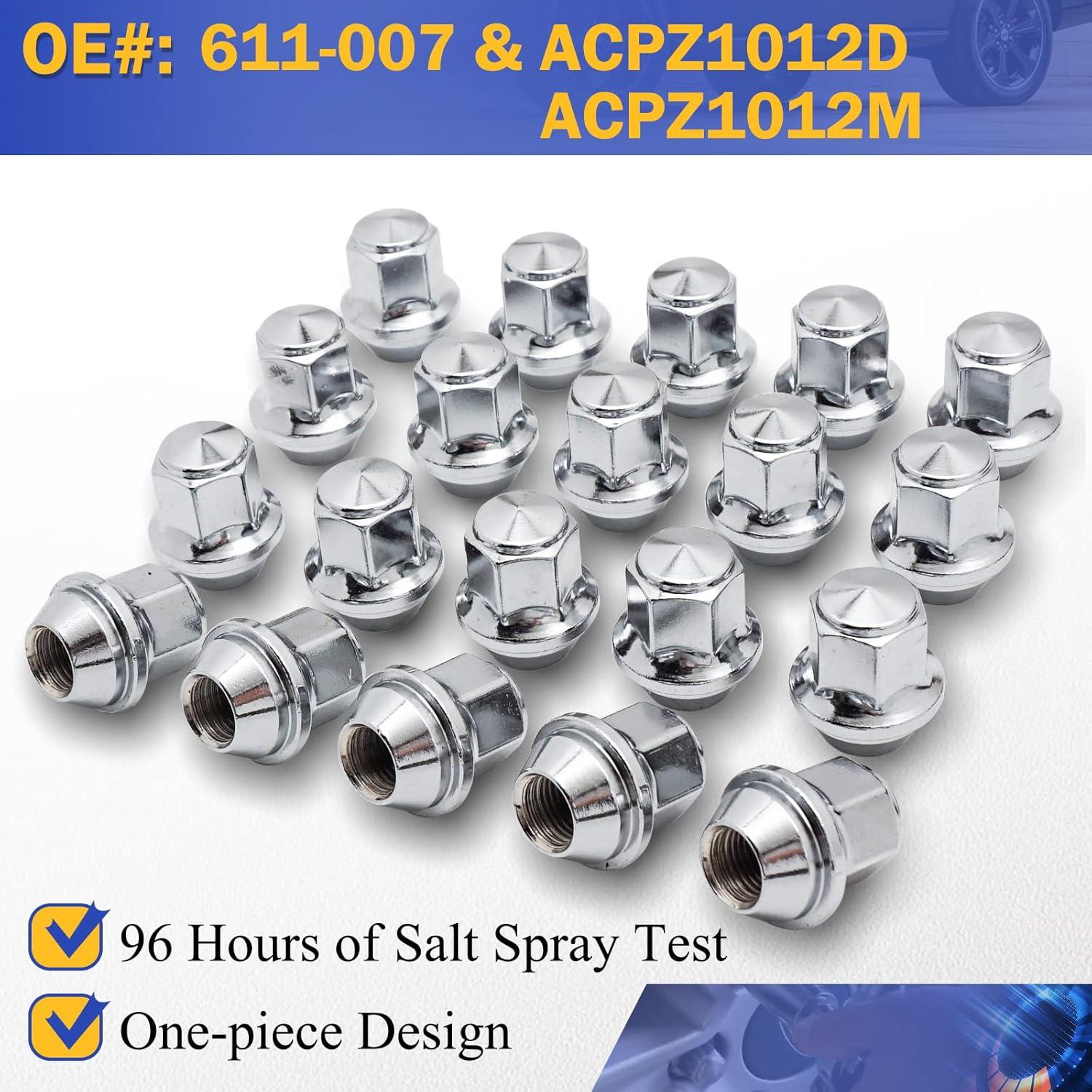 20 Tuercas de Rueda Cromadas M14x1.5 para Ford y Lincoln