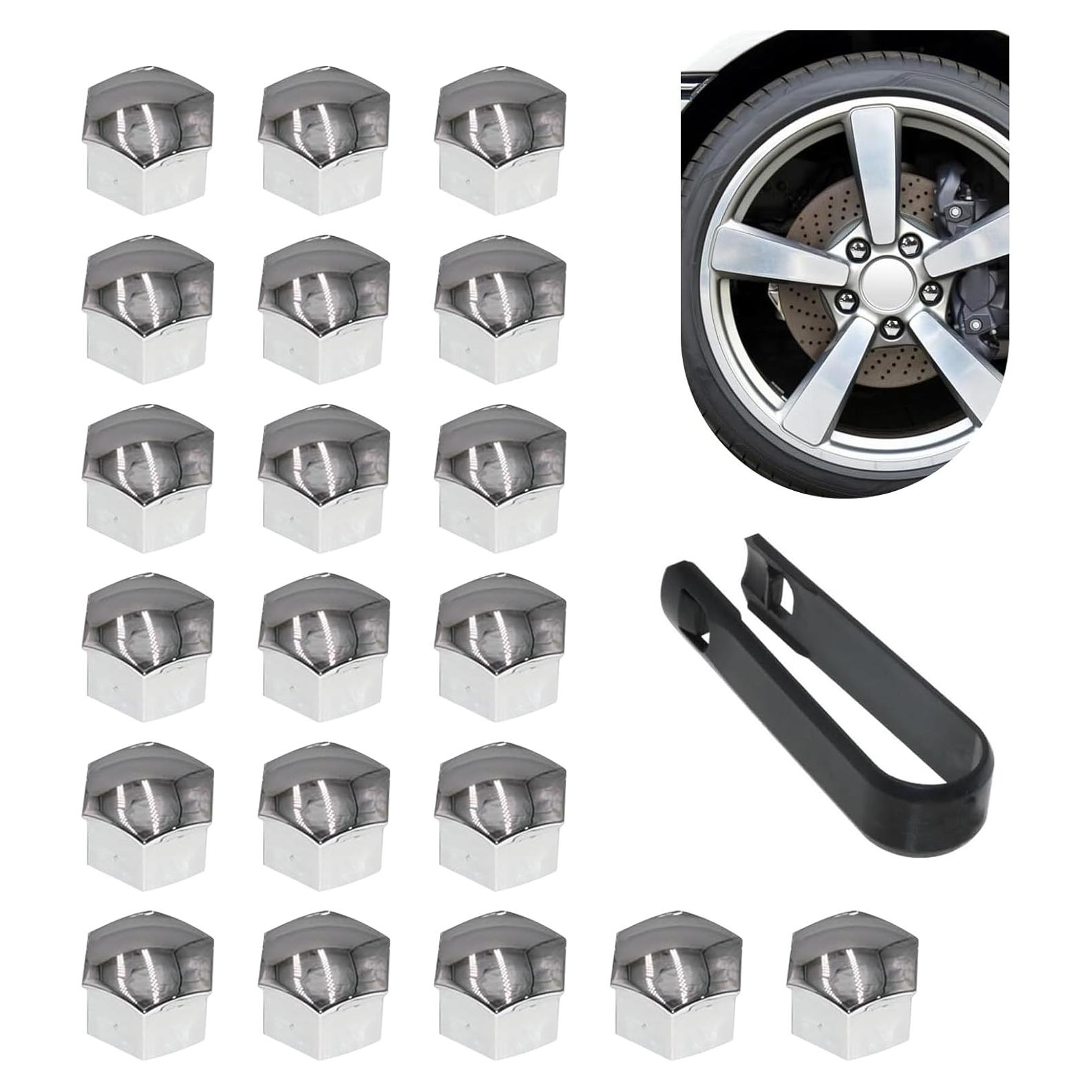 Kit de Cubierta de Tuerca de Neumático 21 Piezas lekudo Plata