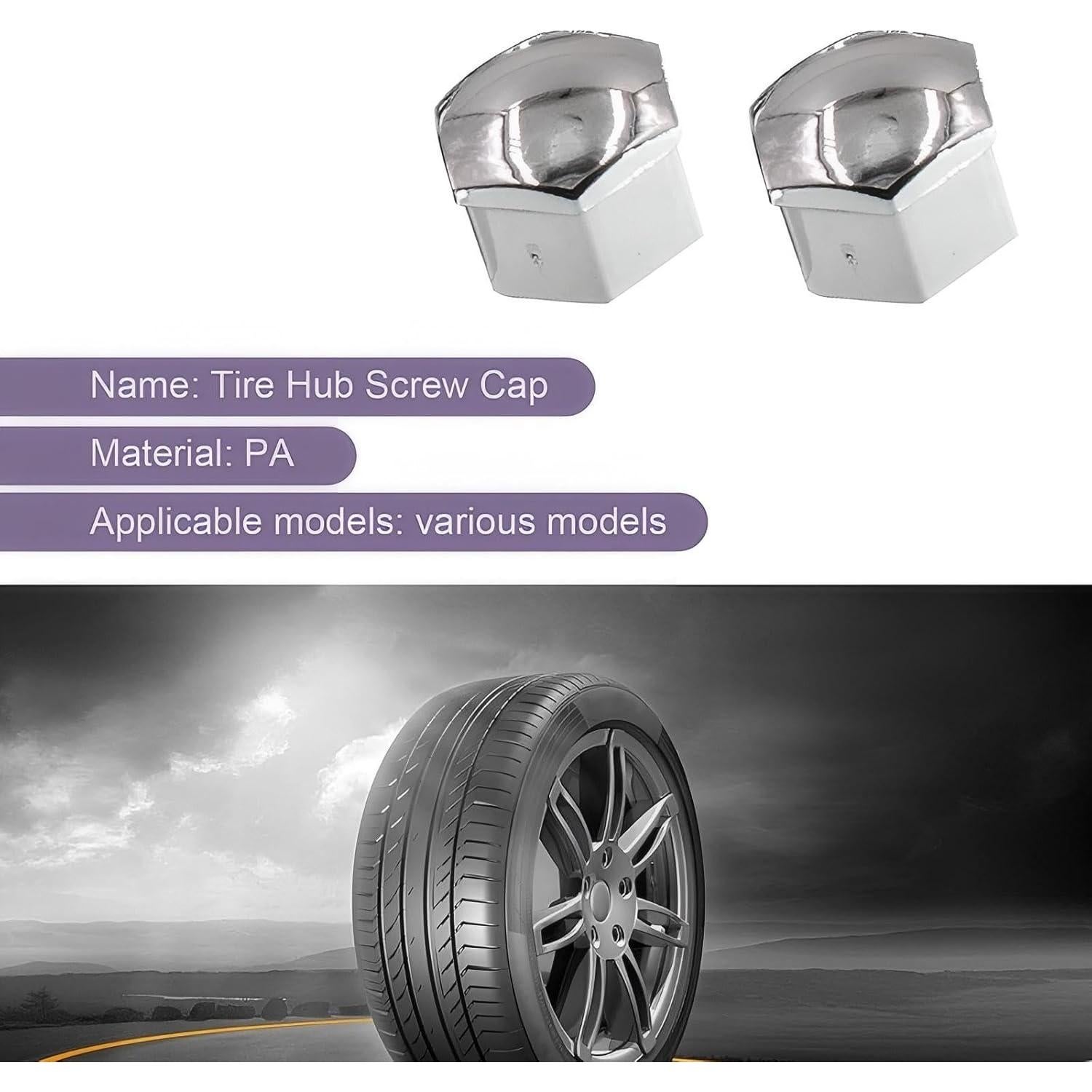 Kit de Cubierta de Tuerca de Neumático 21 Piezas lekudo Plata