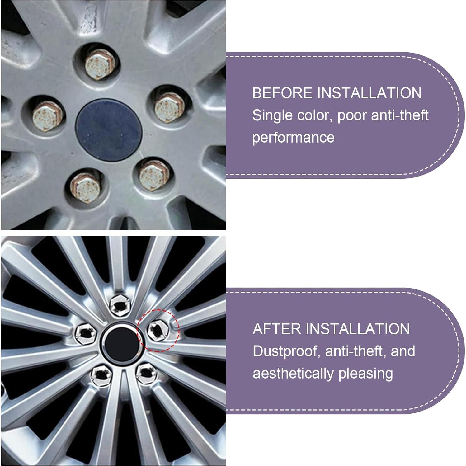 Kit de Cubierta de Tuerca de Neumático 21 Piezas lekudo Plata