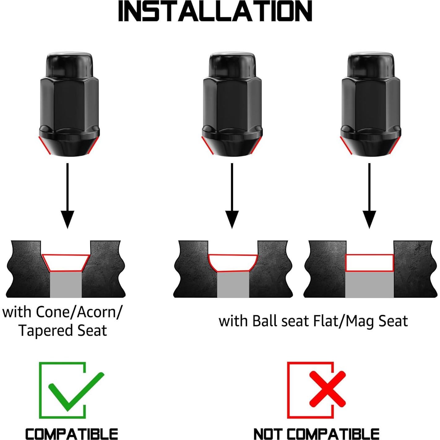 20 Tuercas de Bulge Acorn de Cierre FLYCLE 19mm Negro