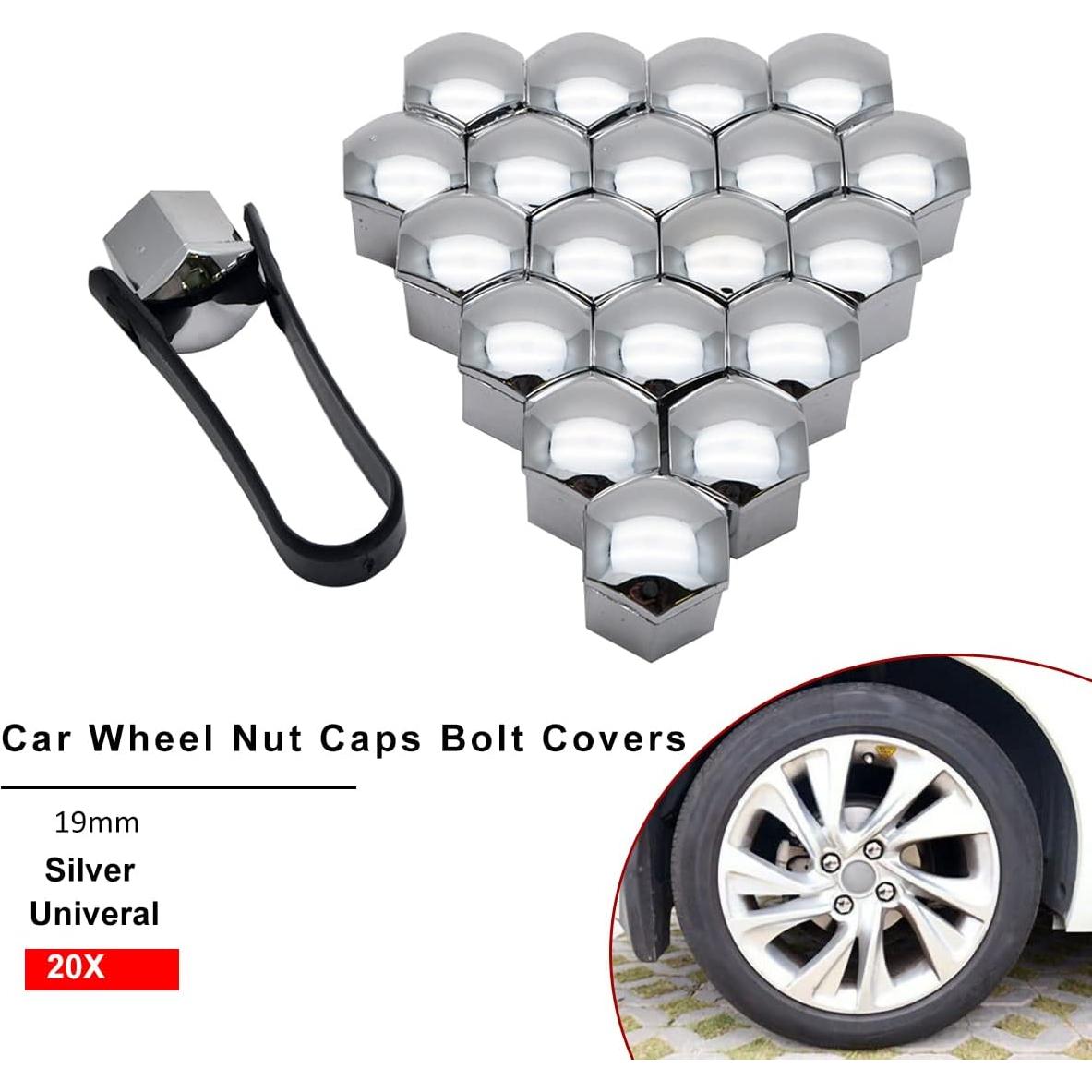 Cubiertas de Tuercas de Rueda Riloer 19mm 20PCS ABS Cromado