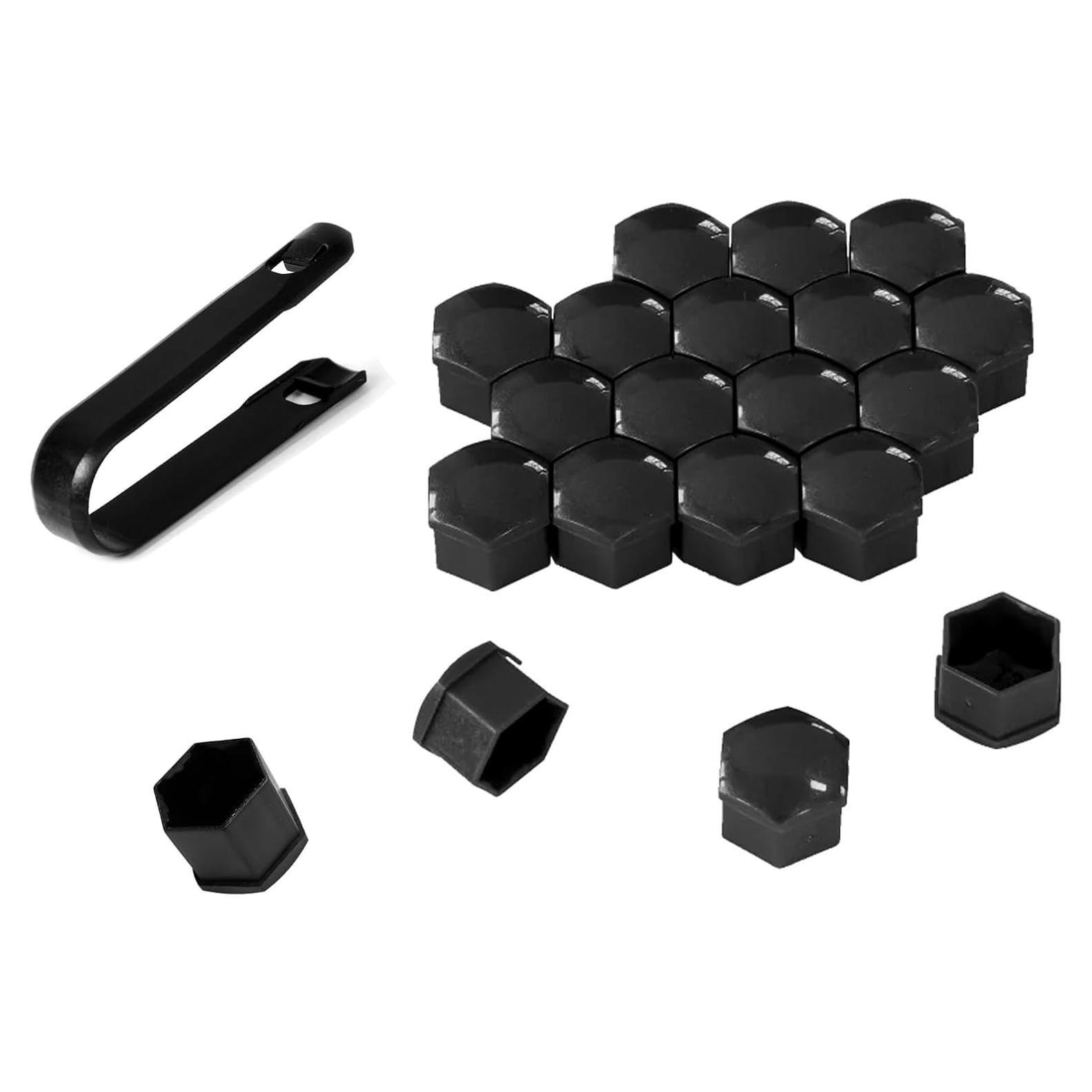 20 Cubiertas de Tuercas de Rueda Vinilo PVOTAWP 19mm Negro