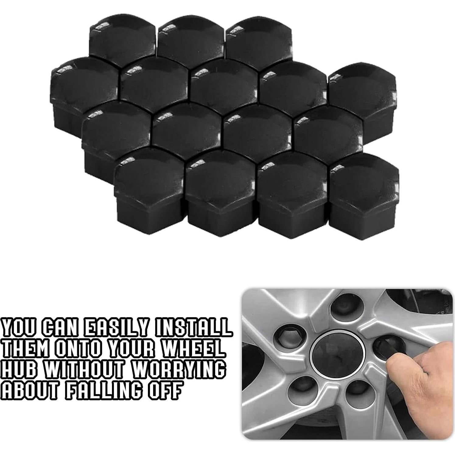 20 Cubiertas de Tuercas de Rueda Vinilo PVOTAWP 19mm Negro