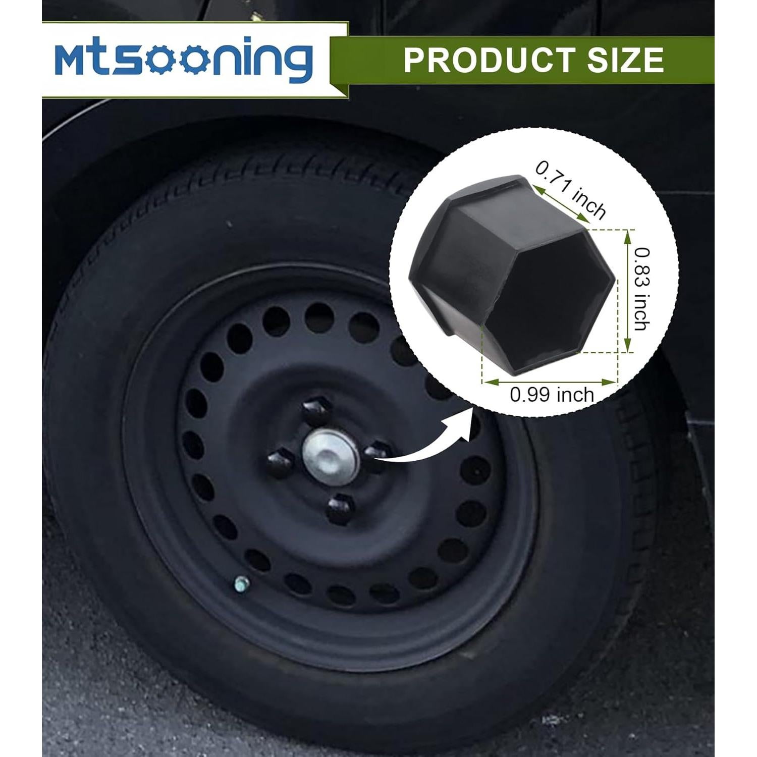 Tapas de Tuerca de Rueda Mtsooning 21 Pcs 2.11x2.51 cm Negro