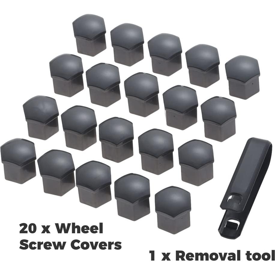 Tapas de Tuerca de Rueda Mtsooning 21 Pcs 2.11x2.51 cm Negro