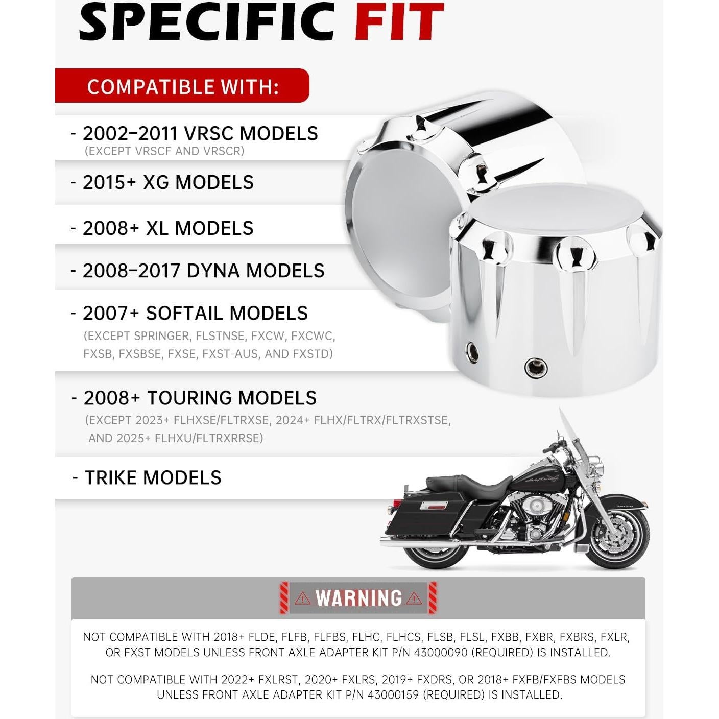 Cubiertas de tuerca de eje delantero Eagwinger Cromo para Harley