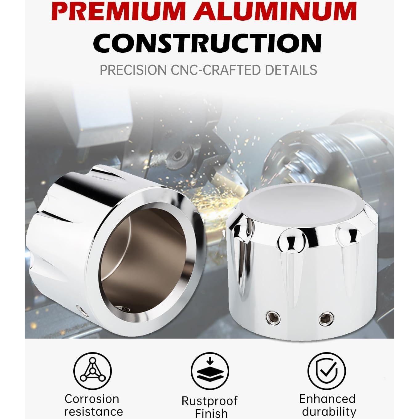 Cubiertas de tuerca de eje delantero Eagwinger Cromo para Harley