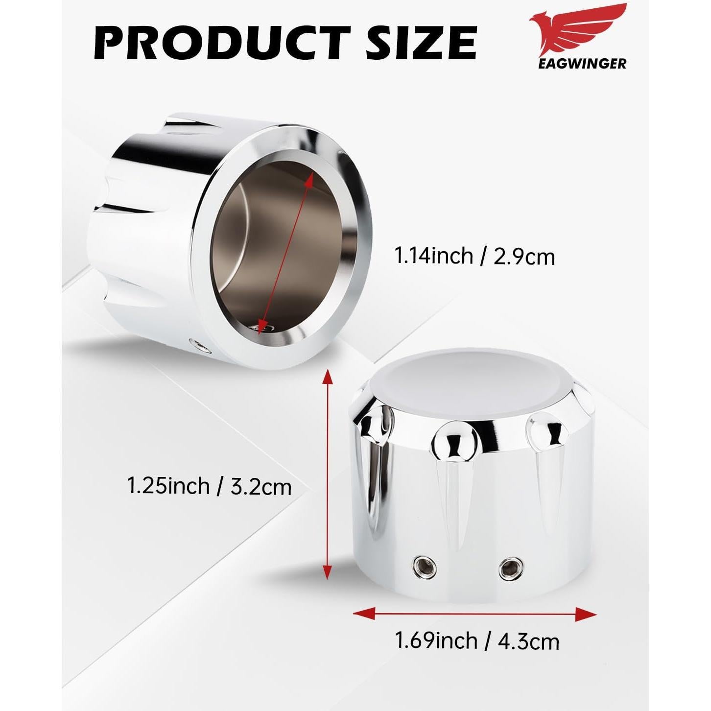 Cubiertas de tuerca de eje delantero Eagwinger Cromo para Harley