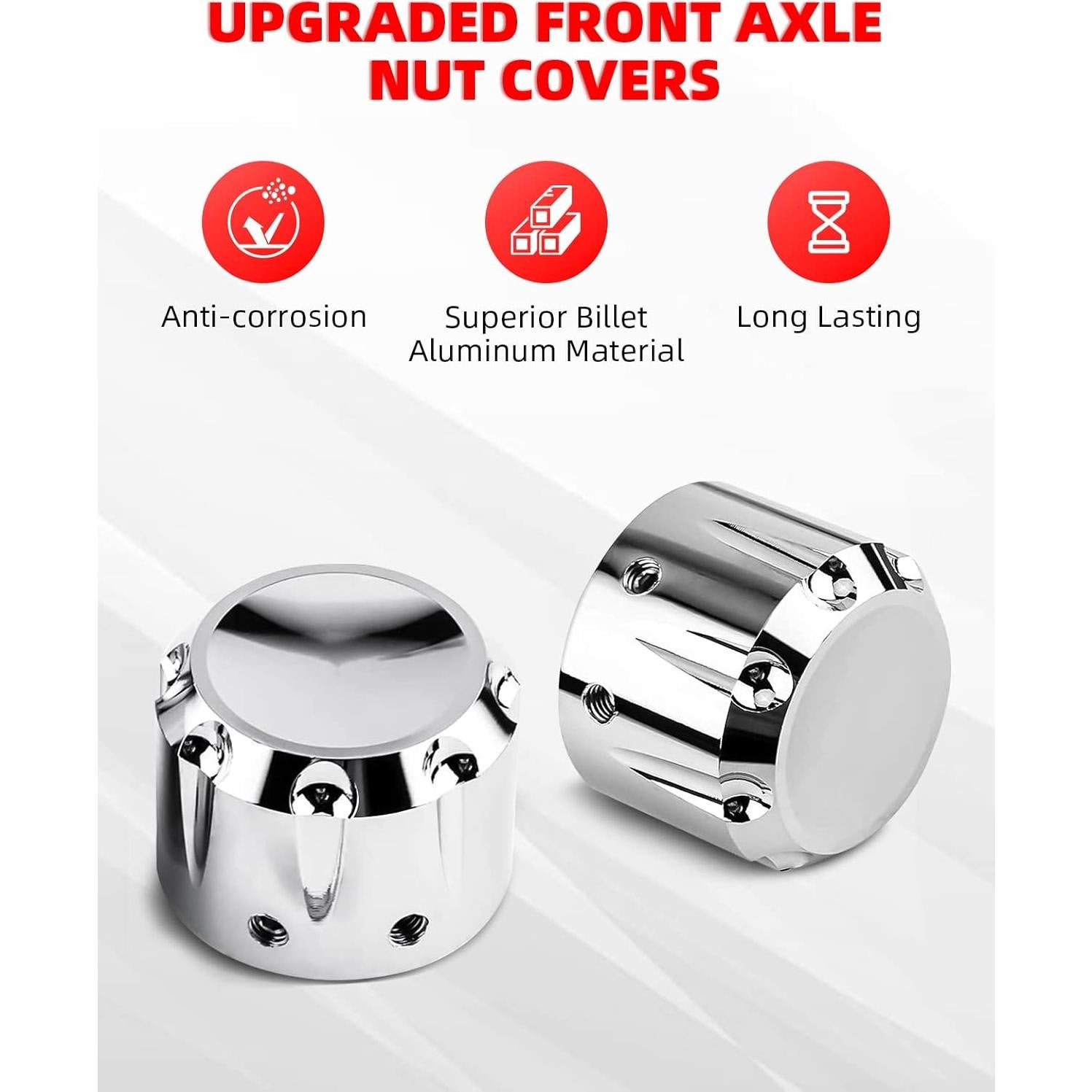 Cubiertas de tuerca de eje delantero Amazicha Cromo para Harley 2008+