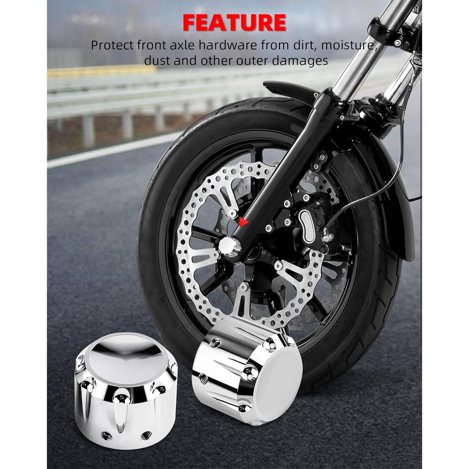 Cubiertas de tuerca de eje delantero Amazicha Cromo para Harley 2008+