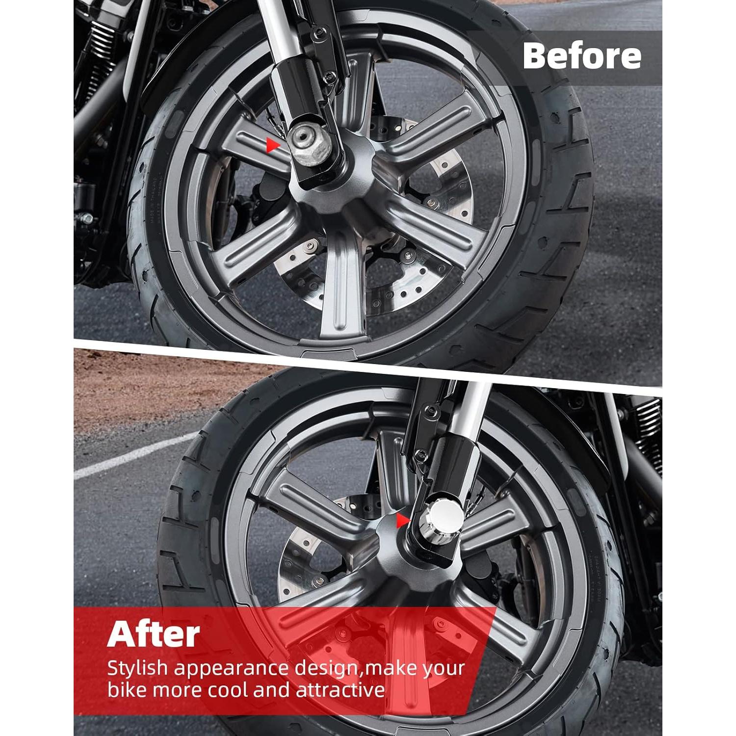 Cubiertas de tuerca de eje delantero Amazicha Cromo para Harley 2008+