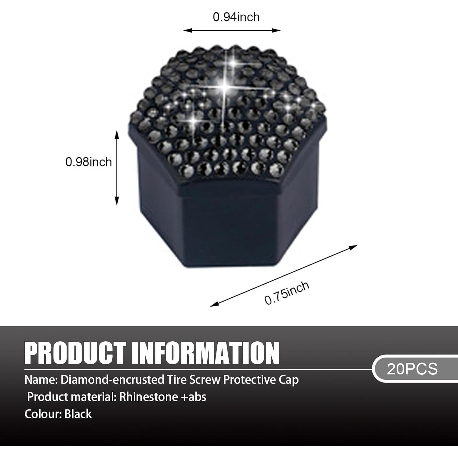 Cubiertas de Tuercas de Rueda MOXRUQ 19mm 20 Pcs Negro