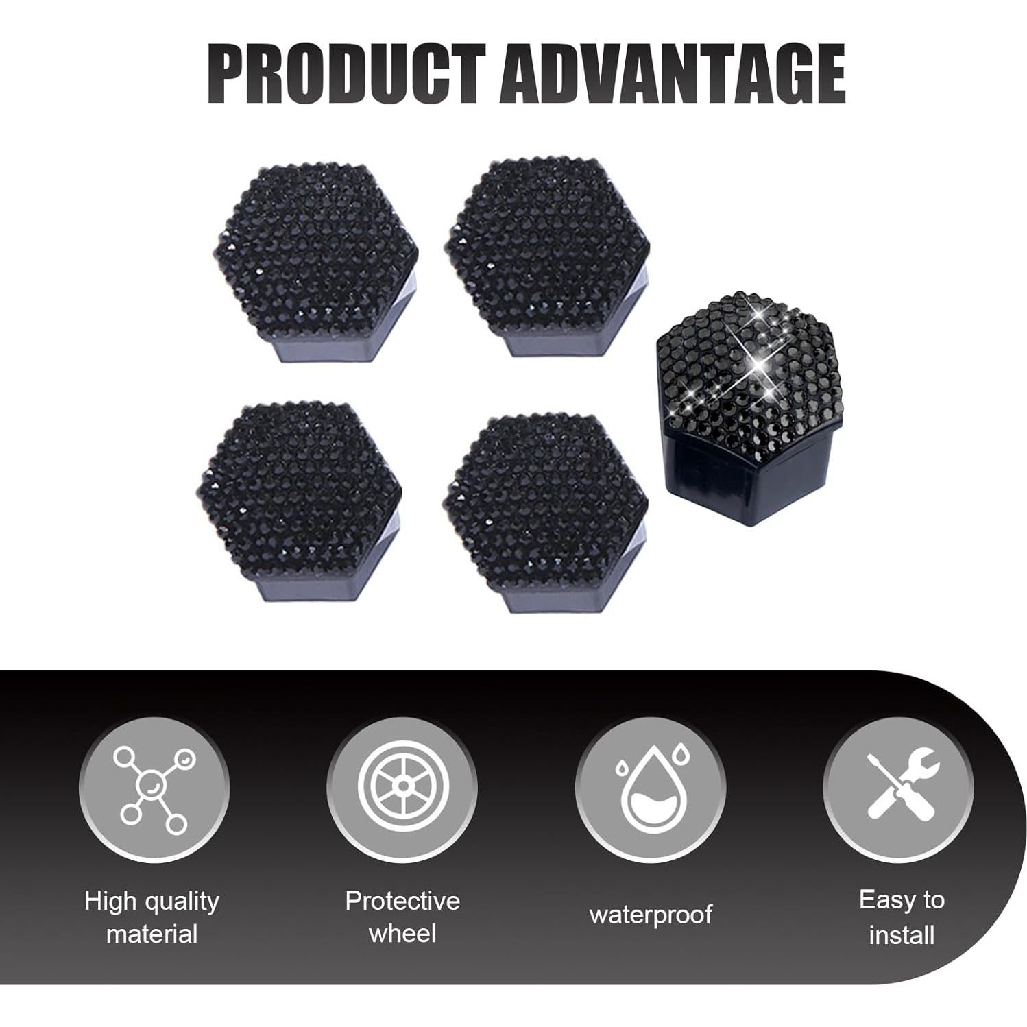 Cubiertas de Tuercas de Rueda MOXRUQ 19mm 20 Pcs Negro