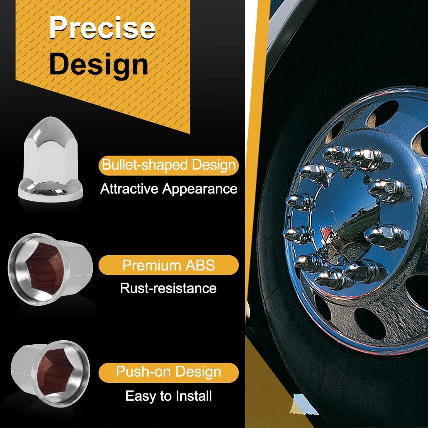 Cubiertas de Tuerca para Camiones HQALTY 33mm Cromadas 40 Pcs