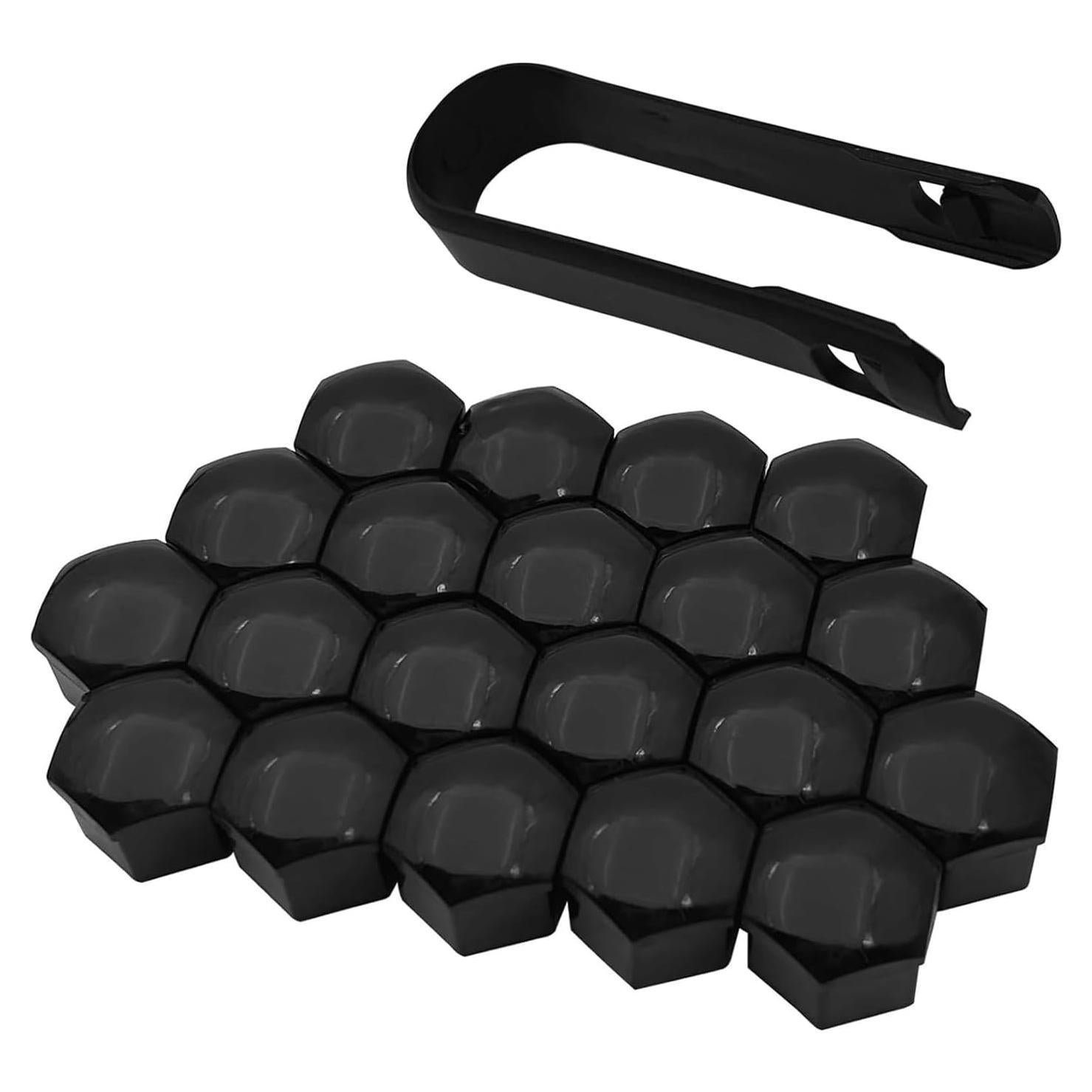 20 Cubiertas de Tuercas de Rueda Bawkars 21mm Negras