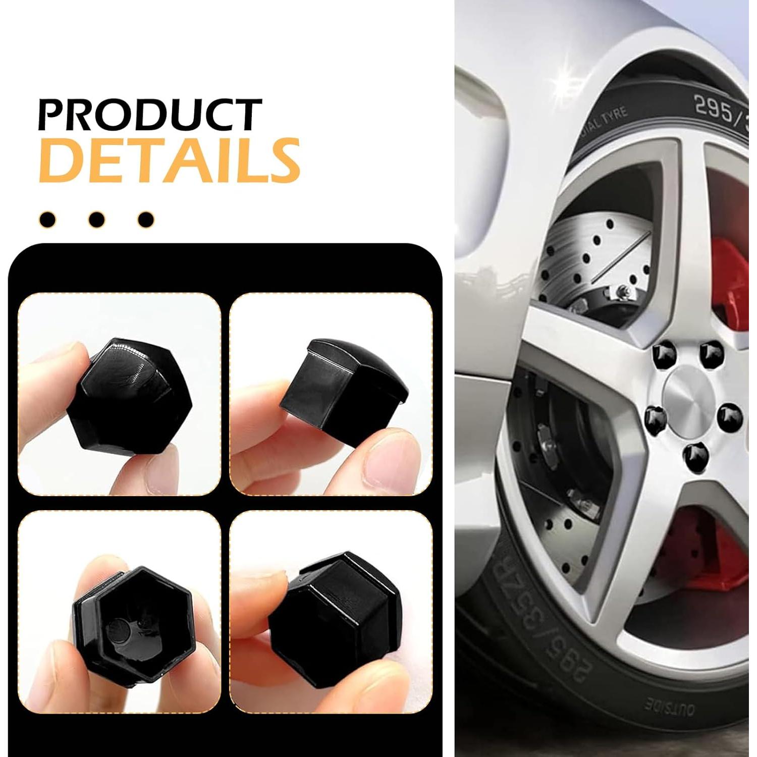 20 Cubiertas de Tuercas de Rueda Bawkars 21mm Negras