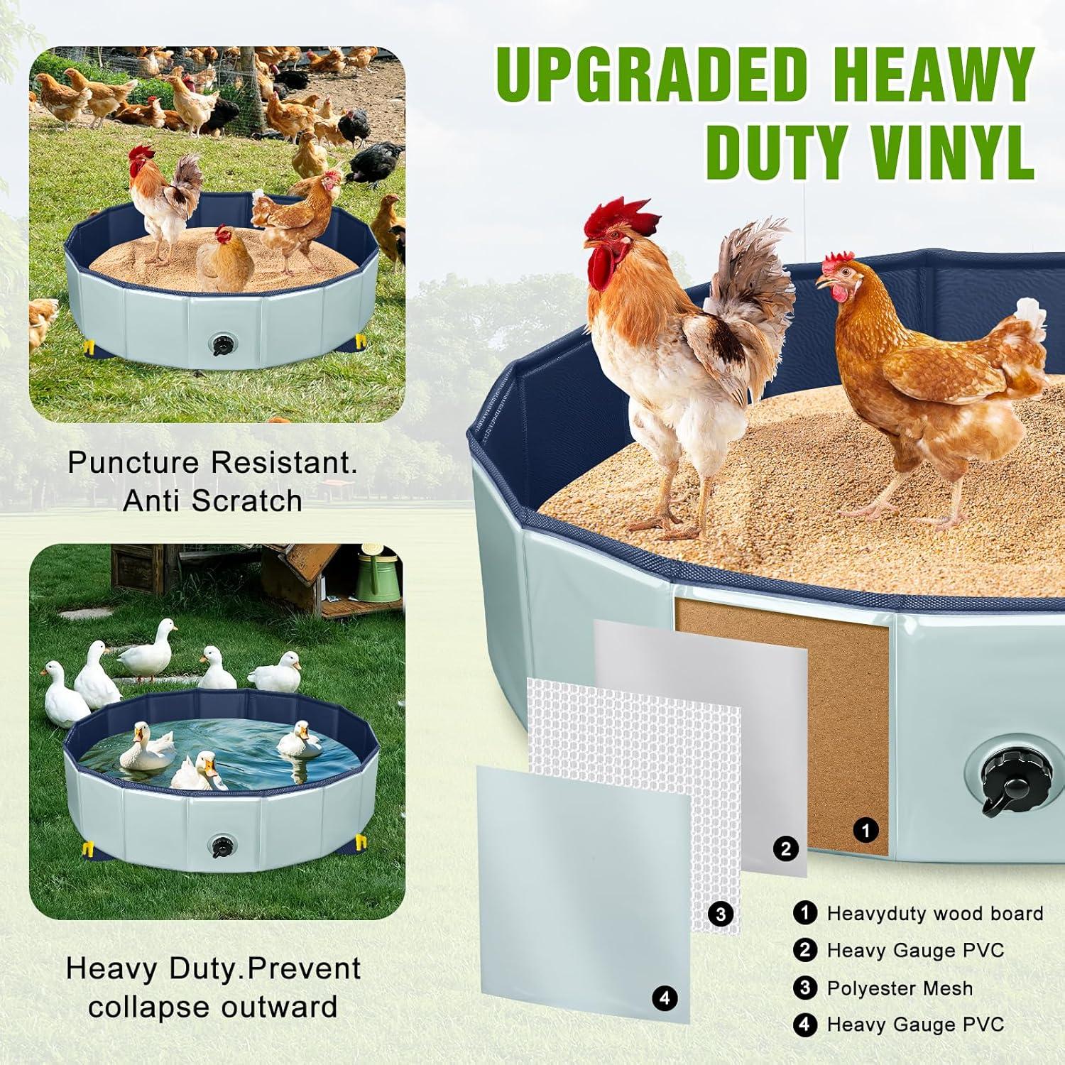 Tina de Baño de Polvo para Pollos Senlinyu 32" Plegable Gris