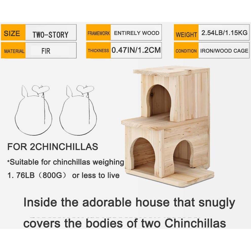 Casa de Chinchilla de Madera Natural 2 Pisos CHIIRAKU 30x19cm