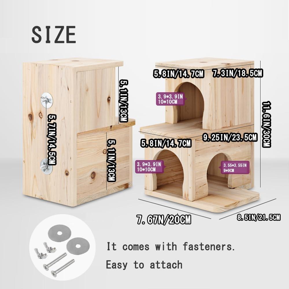 Casa de Chinchilla de Madera Natural 2 Pisos CHIIRAKU 30x19cm