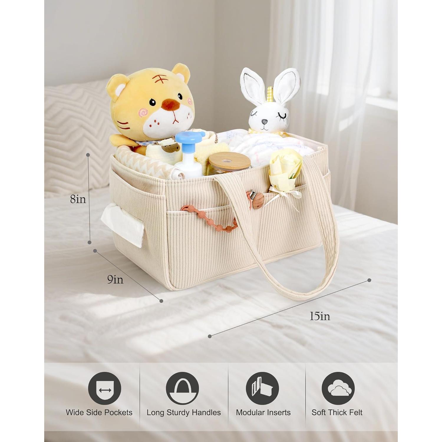 Cesta para Pañales WNATN Beige 38x22x20 cm Organizador