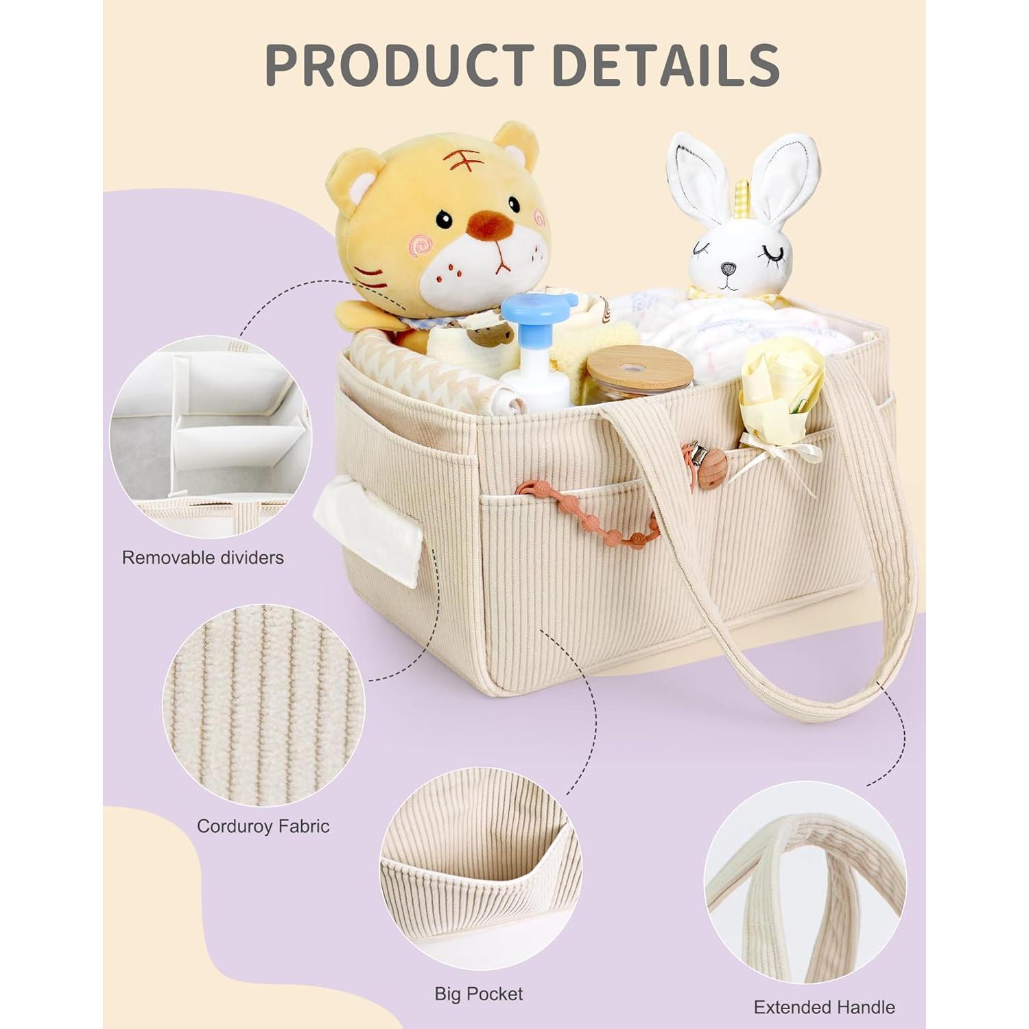 Cesta para Pañales WNATN Beige 38x22x20 cm Organizador