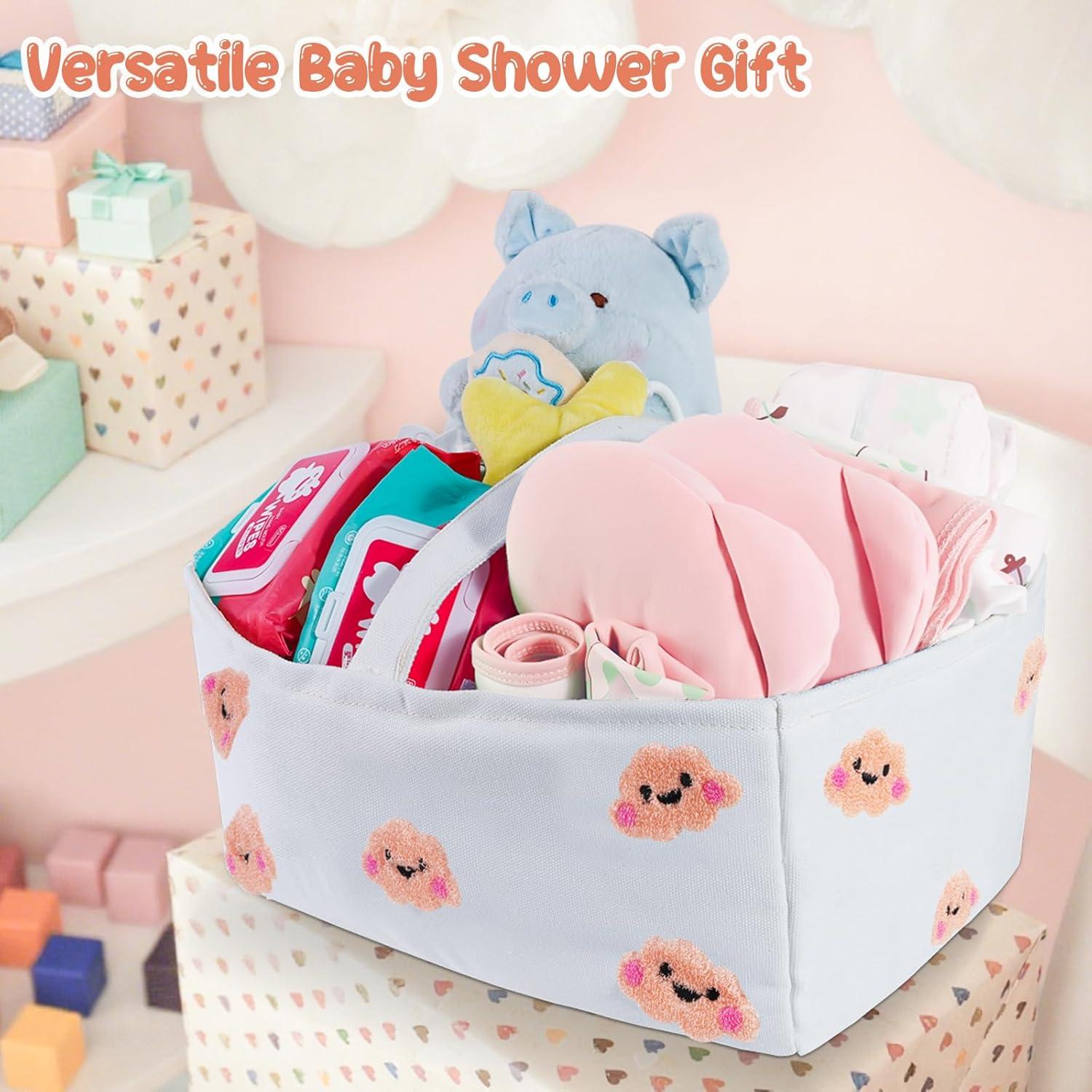 Caddy Organizador para Pañales HOMIGLAM Rosa Bordado Nubes