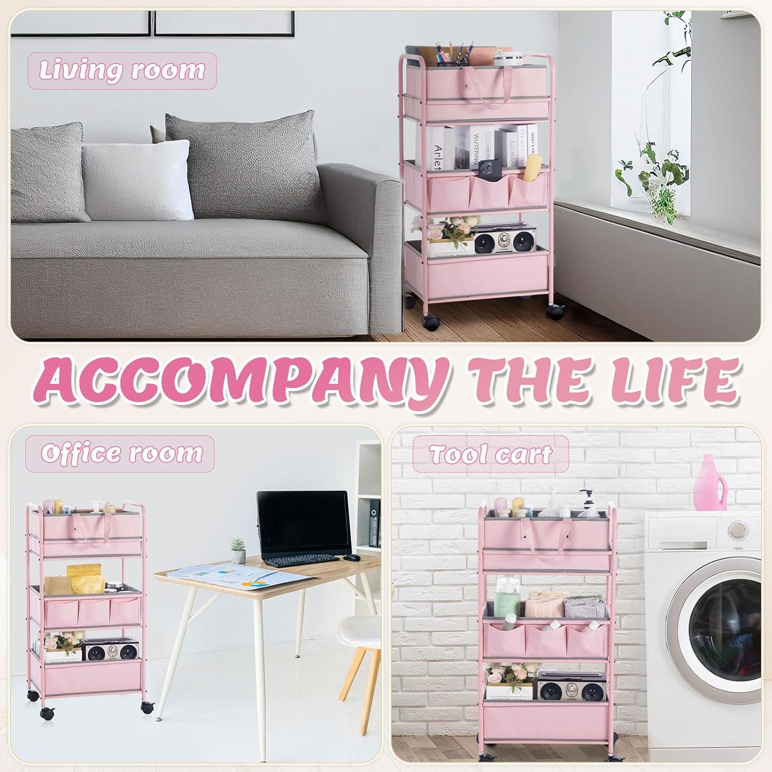 Carro Organizador de Pañales Honeydak 3 Niveles Rosa