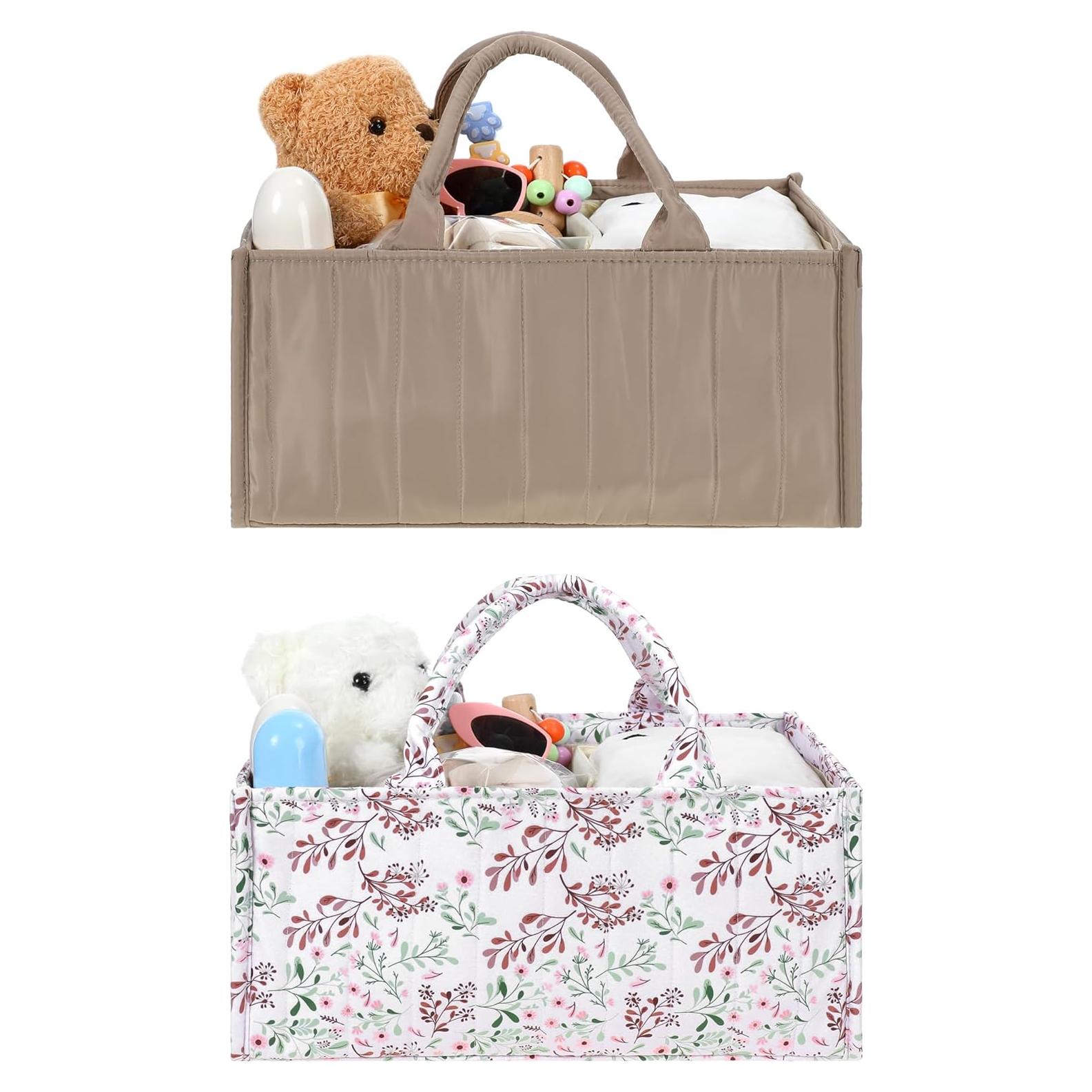 Organizador de Cesta para Pañales Shinylin 2 Pcs Floral Marrón