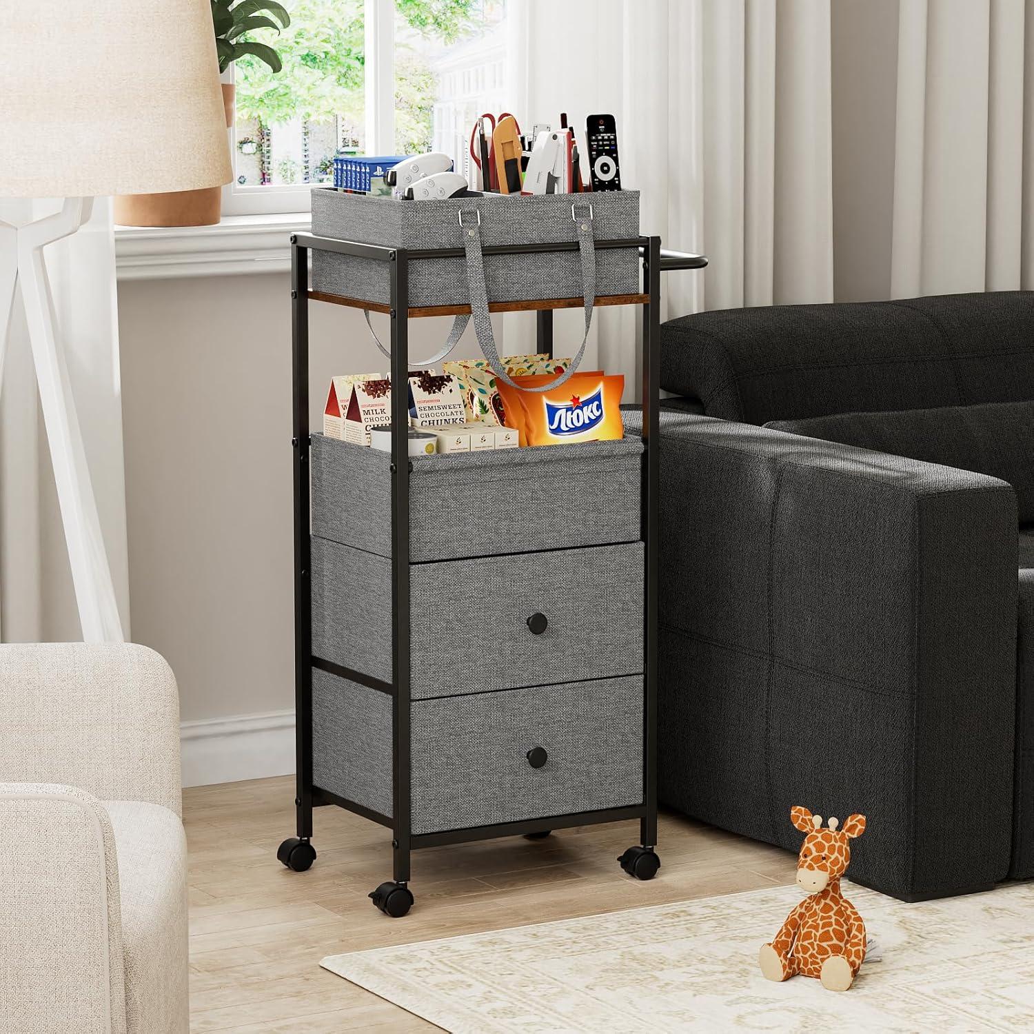 Carro Organizador de Pañales Modanais 3 en 1 Negro con Cajones