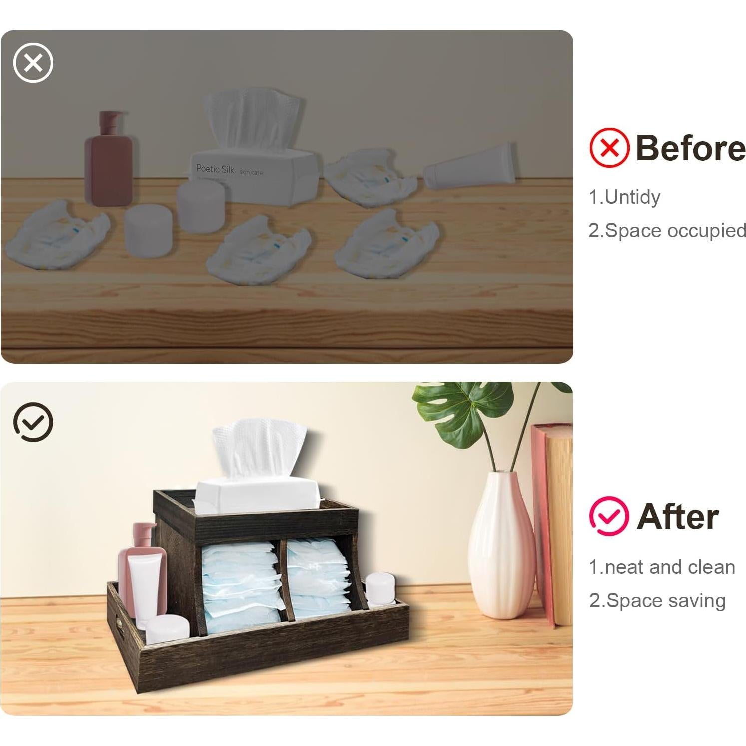 Organizador de Pañales YEXEXINM de Madera 5 Compartimentos