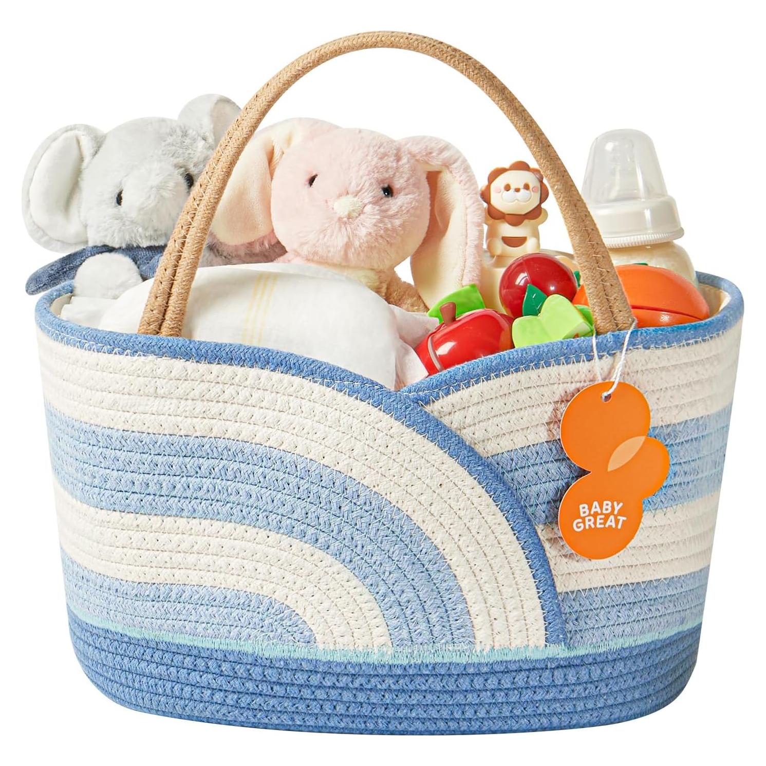 Caddy Organizador de Pañales Babygreat Azul y Blanco 35.88x21.92cm