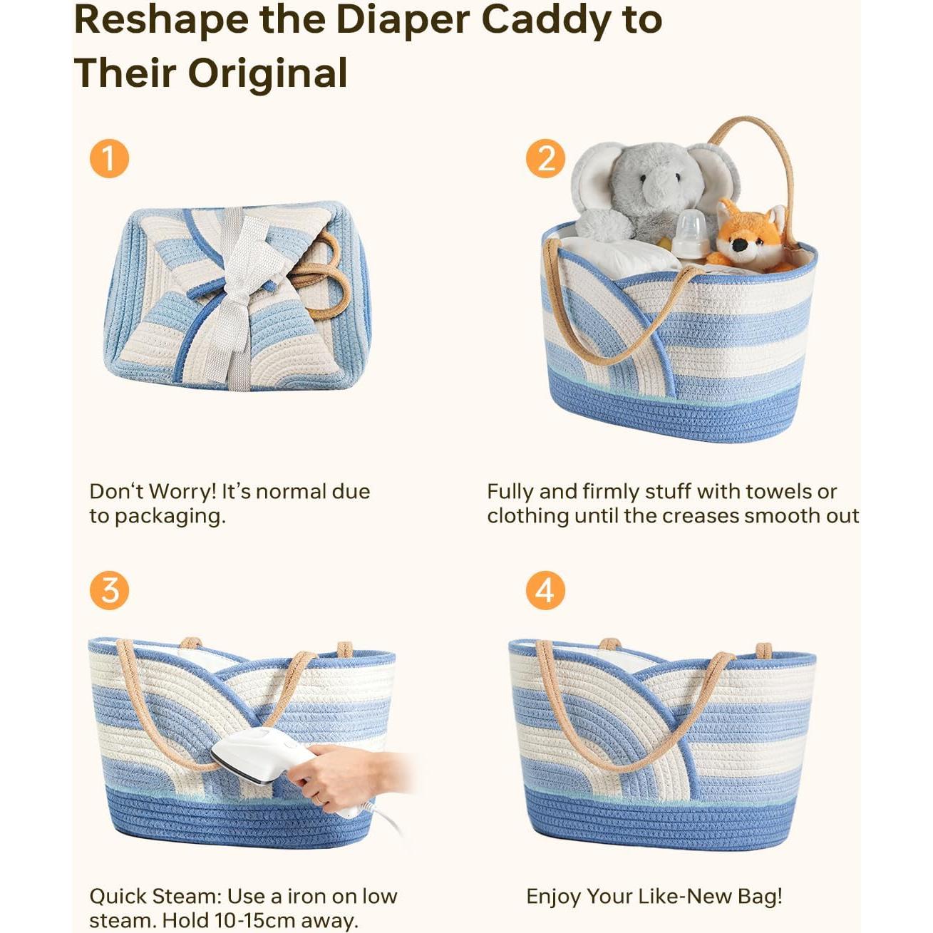 Caddy Organizador de Pañales Babygreat Azul y Blanco 35.88x21.92cm