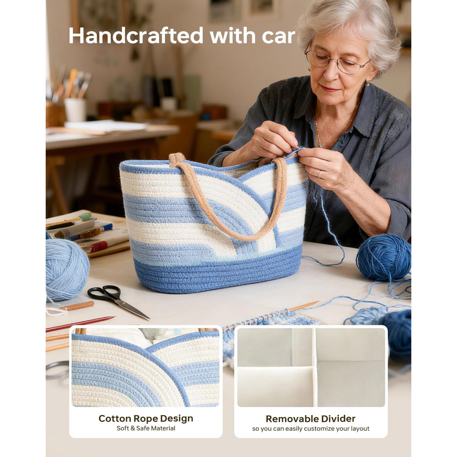 Caddy Organizador de Pañales Babygreat Azul y Blanco 35.88x21.92cm