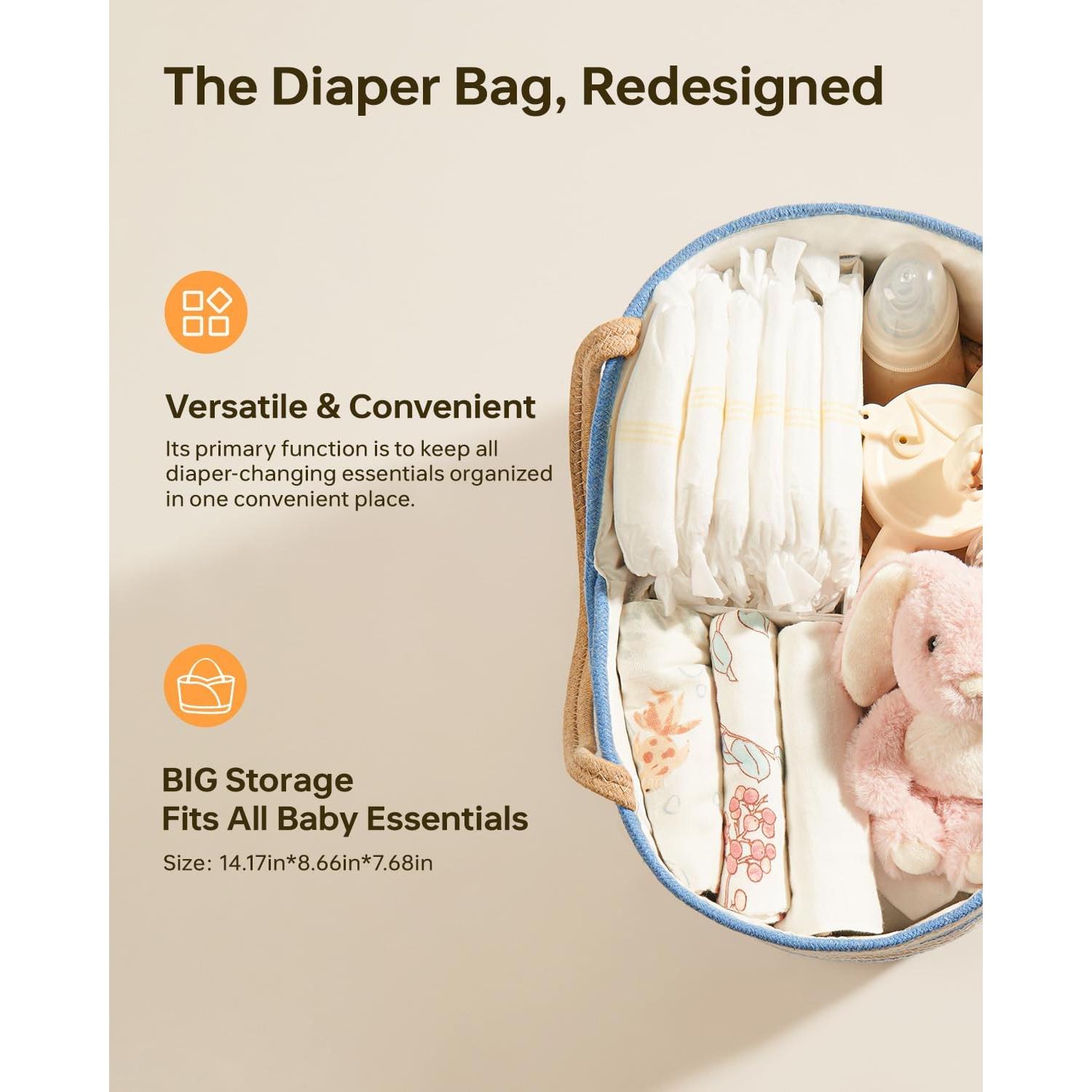 Caddy Organizador de Pañales Babygreat Azul y Blanco 35.88x21.92cm