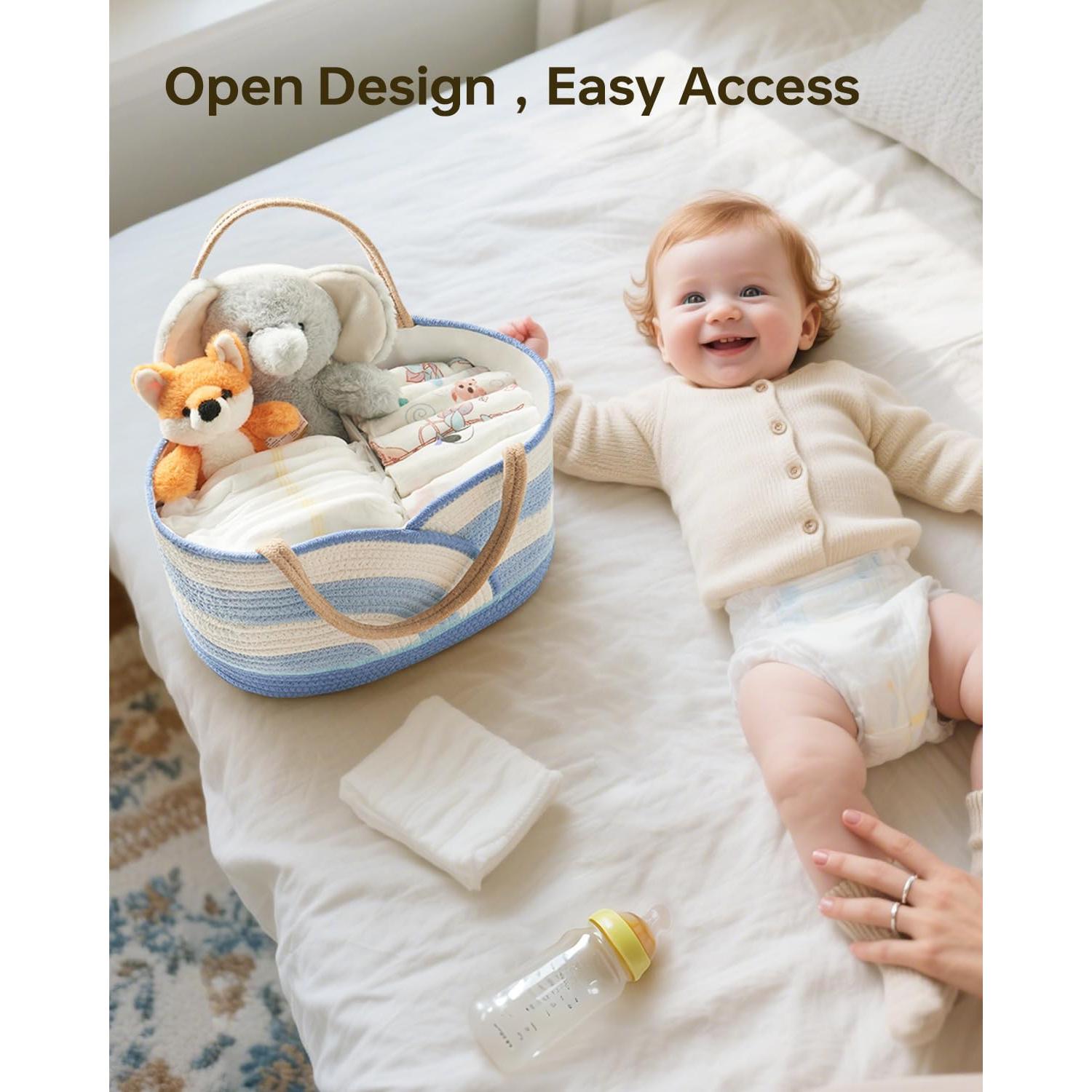 Caddy Organizador de Pañales Babygreat Azul y Blanco 35.88x21.92cm