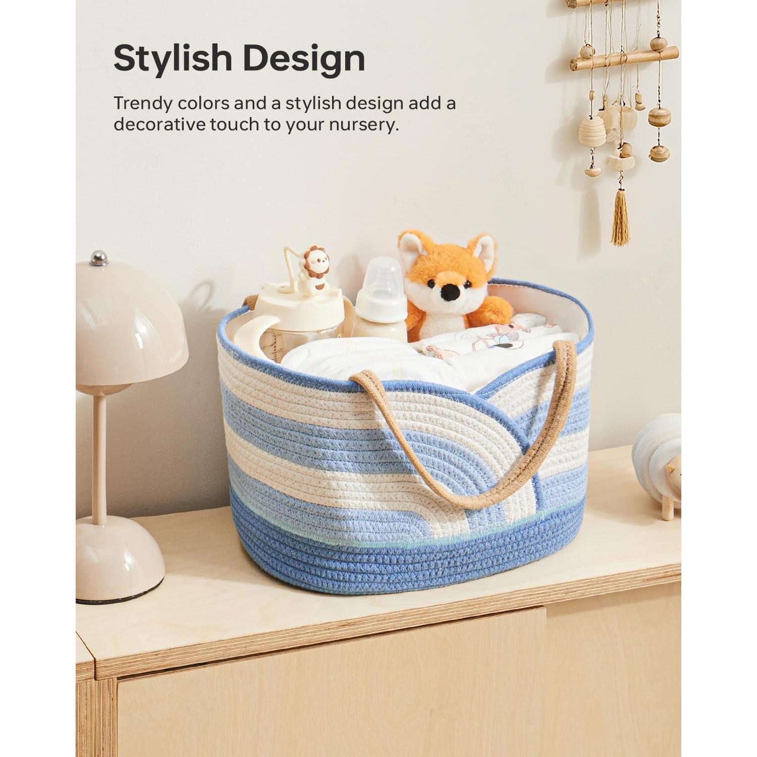 Caddy Organizador de Pañales Babygreat Azul y Blanco 35.88x21.92cm