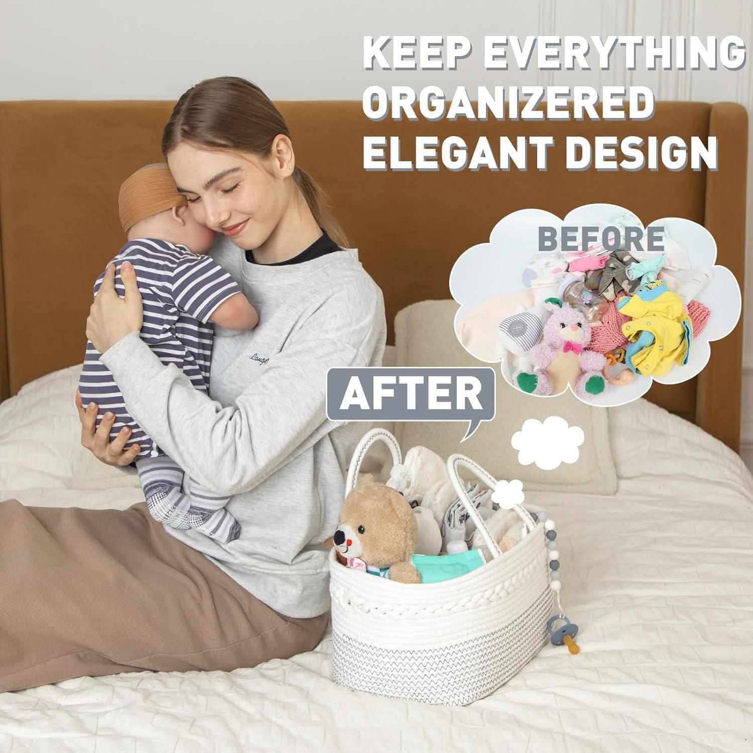 Organizador de Pañales Miss Fong - Caddy Portátil de Algodón