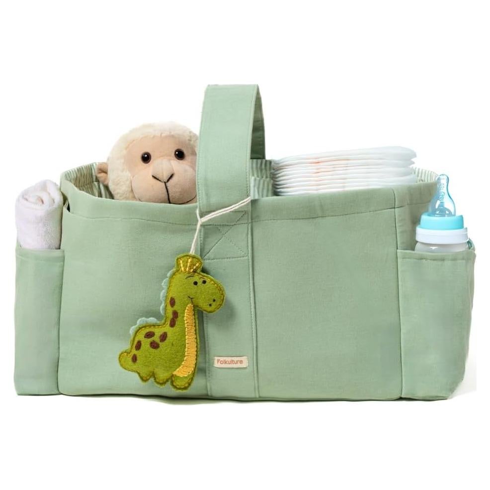 Cesta de Pañales Folkulture Verde Salvia 38 cm - Organizador Plegable