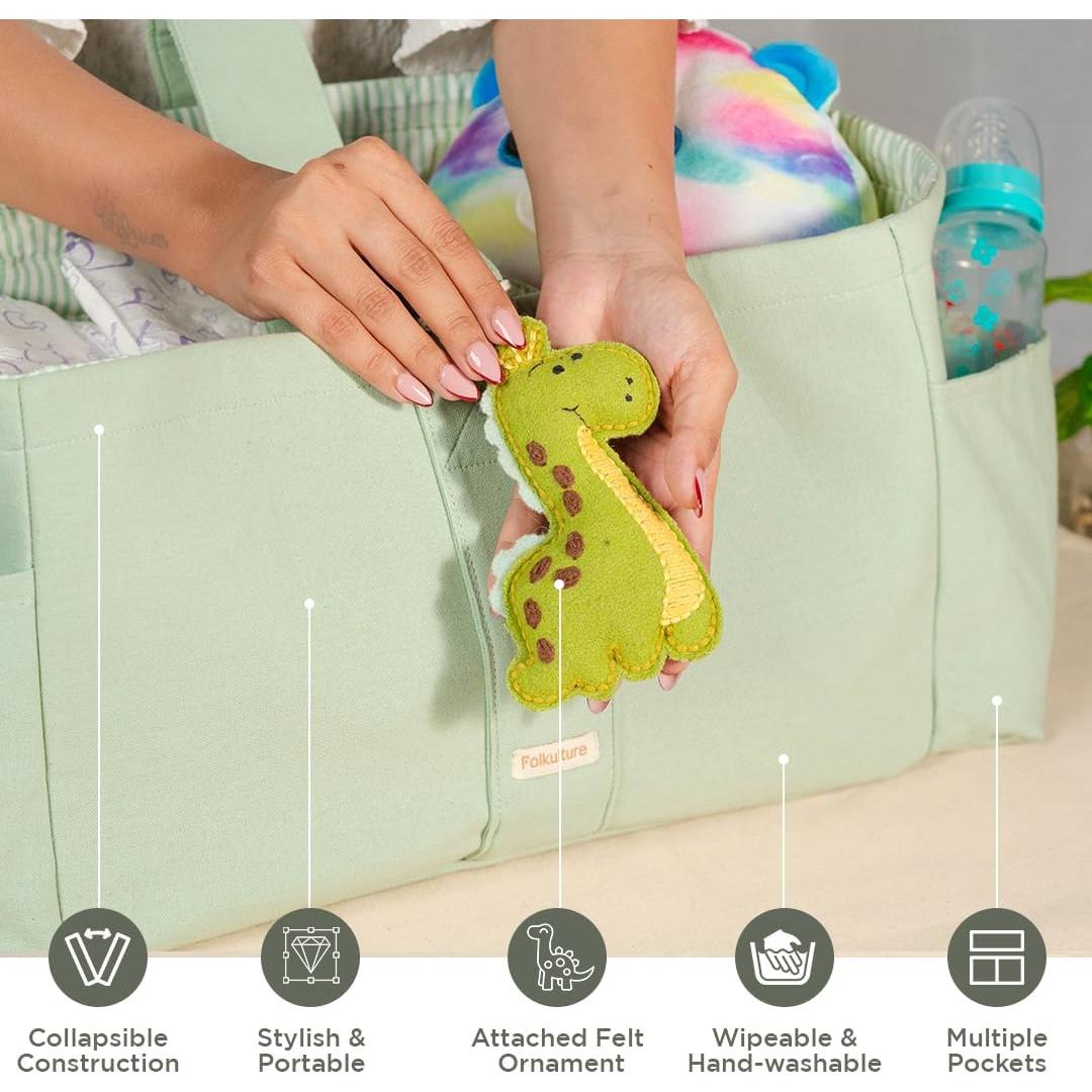 Cesta de Pañales Folkulture Verde Salvia 38 cm - Organizador Plegable