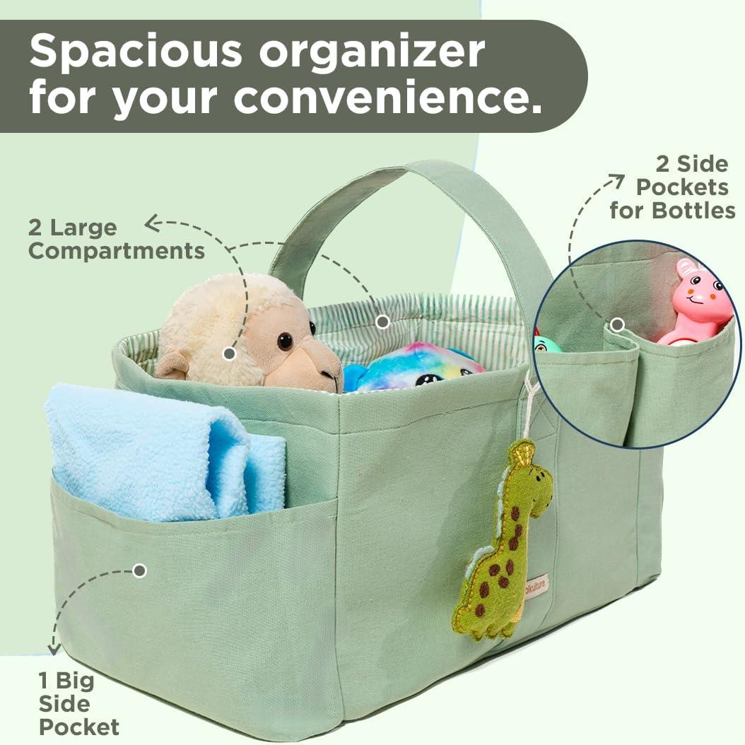 Cesta de Pañales Folkulture Verde Salvia 38 cm - Organizador Plegable