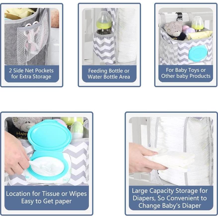 Caddy de Pañales Colgante TOFOAN Gris Ripple 44.5x23x16cm